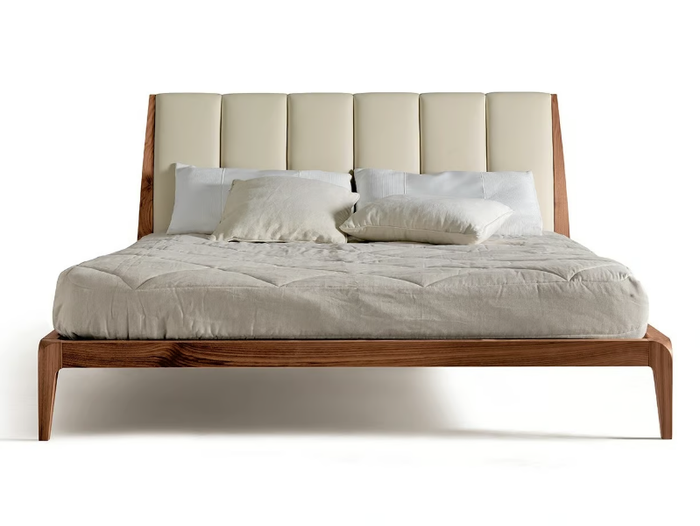 VERSO NORD P-112 - Walnut double bed with upholstered headboard _ Dale Italia